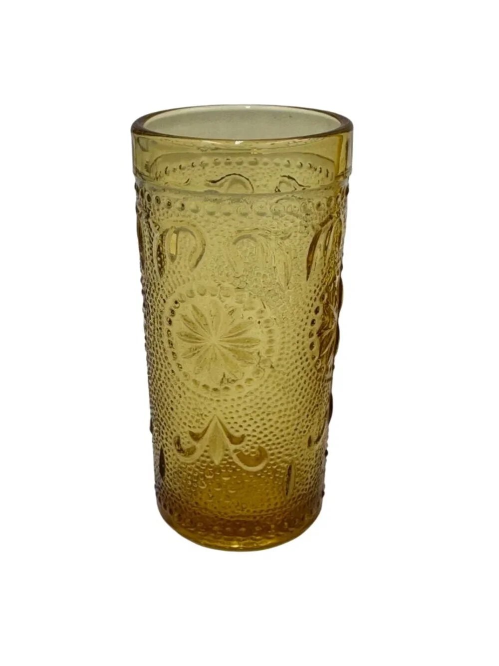 Brockway Glass Co. Vintage Amber Juice Glass Set Of 6 With American Concord
